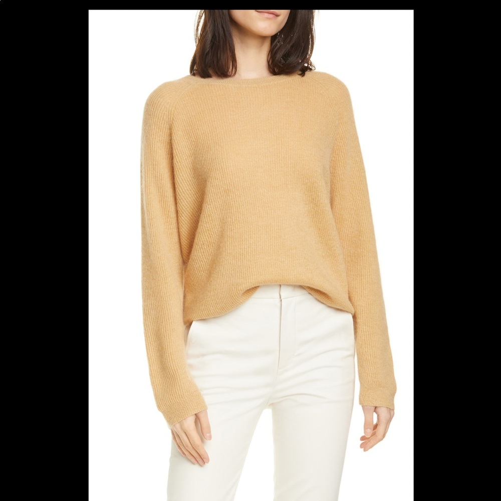 Vince Mohair Rib Stitch Raglan Straw Sweater XXS